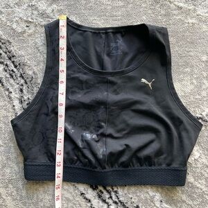 Puma Black Cropped Performance Sports Bra with Silver Logo